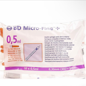 Insulin syringe 0.5 ml + needle - 10 pieces - PEPTROPE product presentation for laboratory research