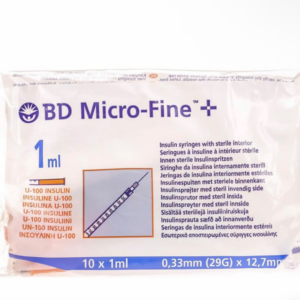Insulin syringe 1 ml + needle - 10 pieces - PEPTROPE product presentation for laboratory research
